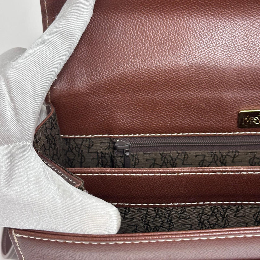 Yves Saint Laurent Borsa Vintage a Spalla in Pelle Marrone