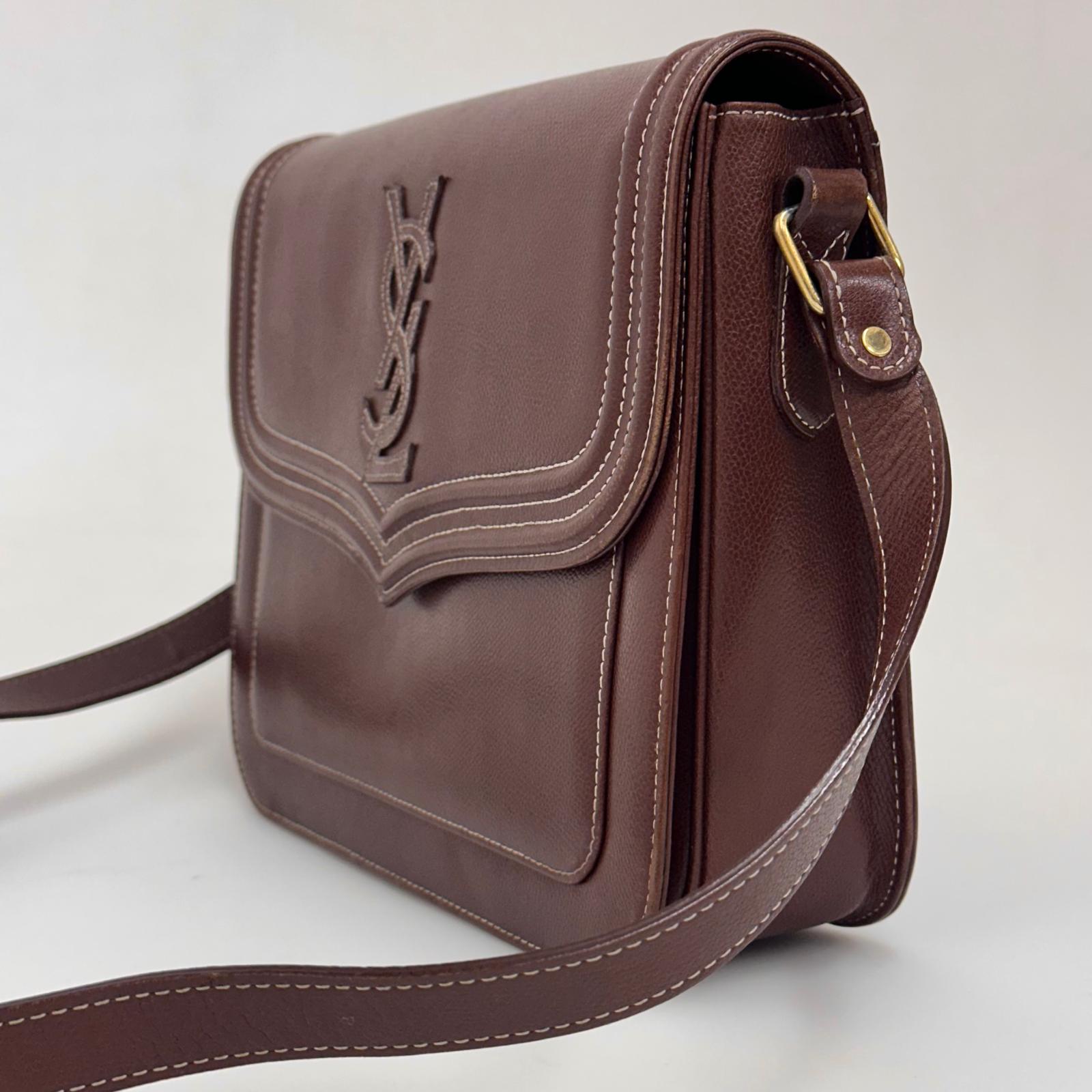 Yves Saint Laurent Borsa Vintage a Spalla in Pelle Marrone