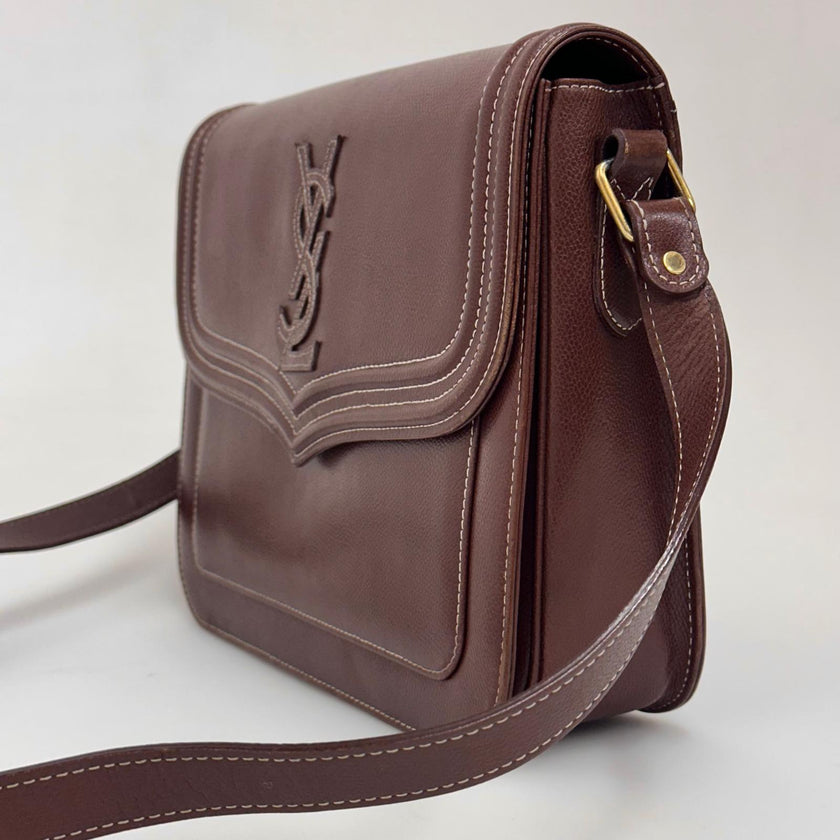 Yves Saint Laurent Borsa Vintage a Spalla in Pelle Marrone