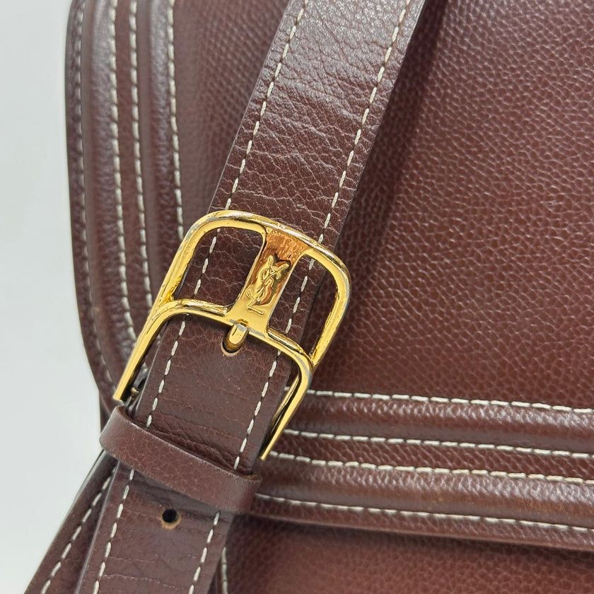 Yves Saint Laurent Borsa Vintage a Spalla in Pelle Marrone