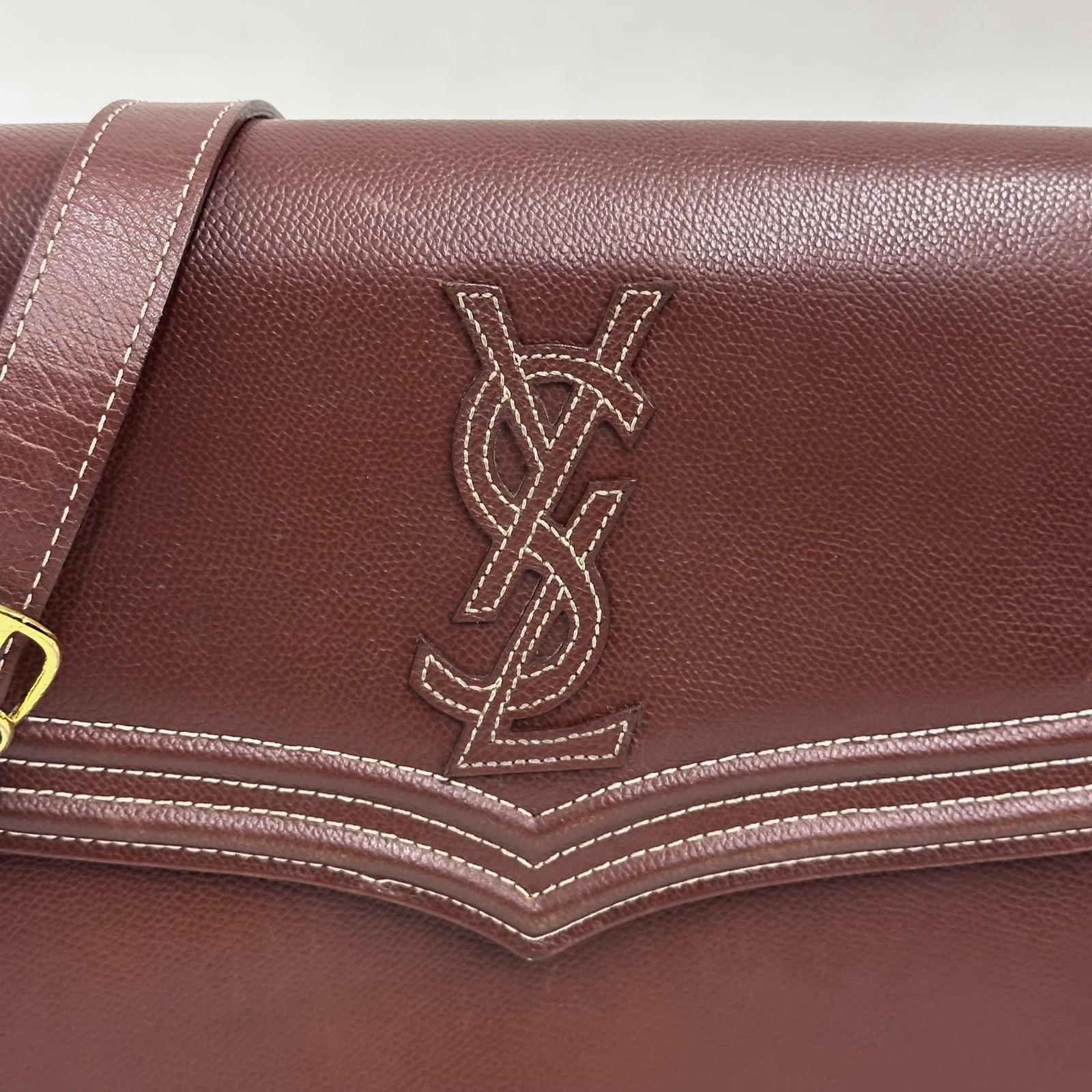 Yves Saint Laurent Borsa Vintage a Spalla in Pelle Marrone