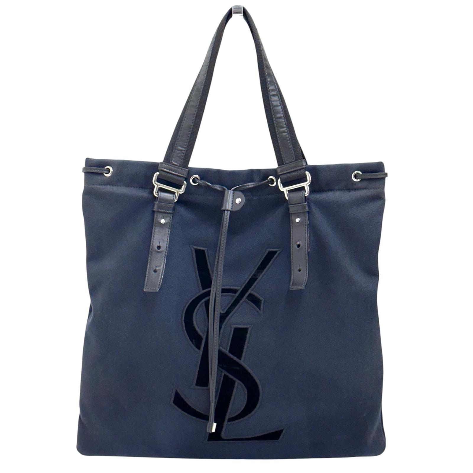 Yves Saint Laurent borsa a spalla maxi monogram canvas nero