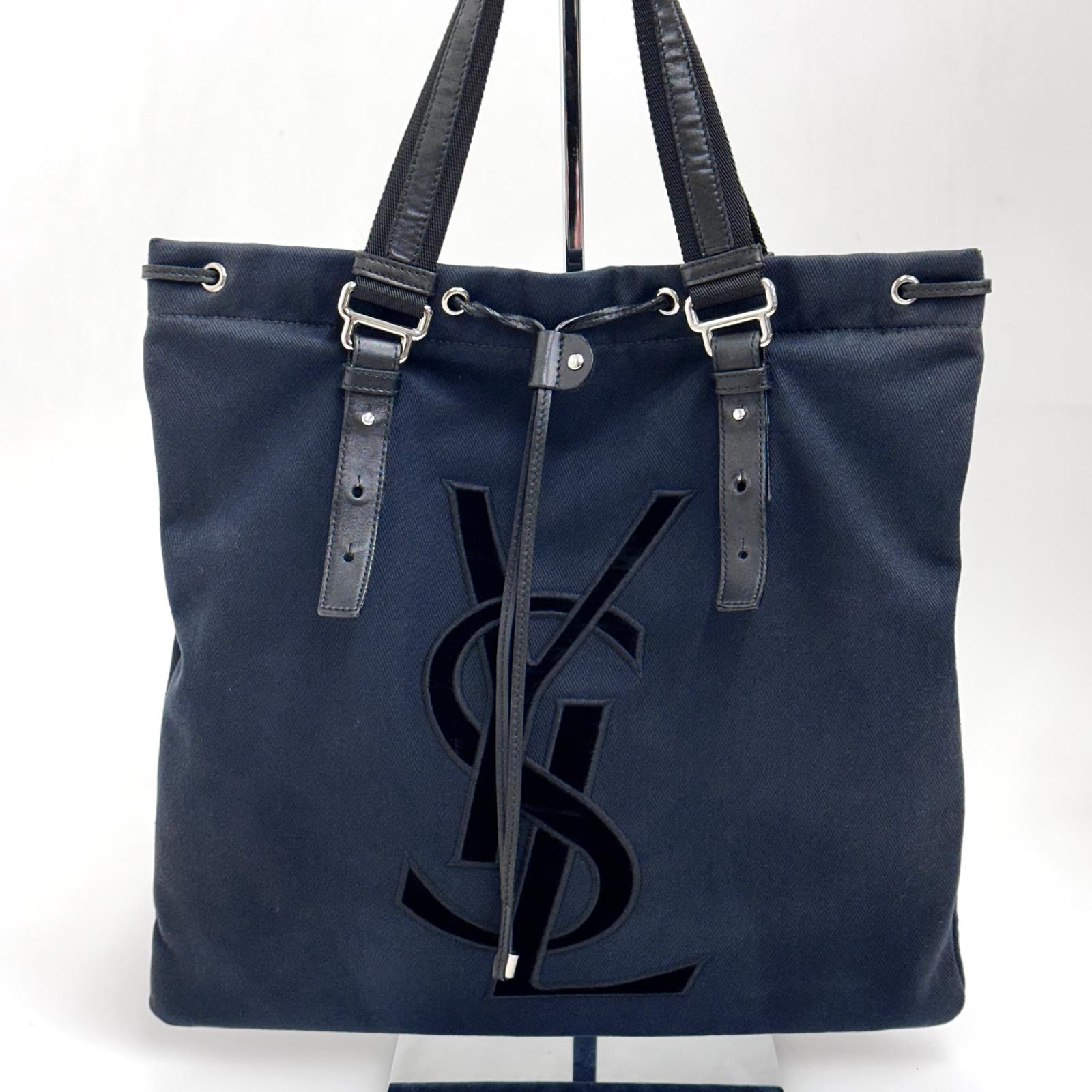 Yves Saint Laurent borsa a spalla maxi monogram canvas nero