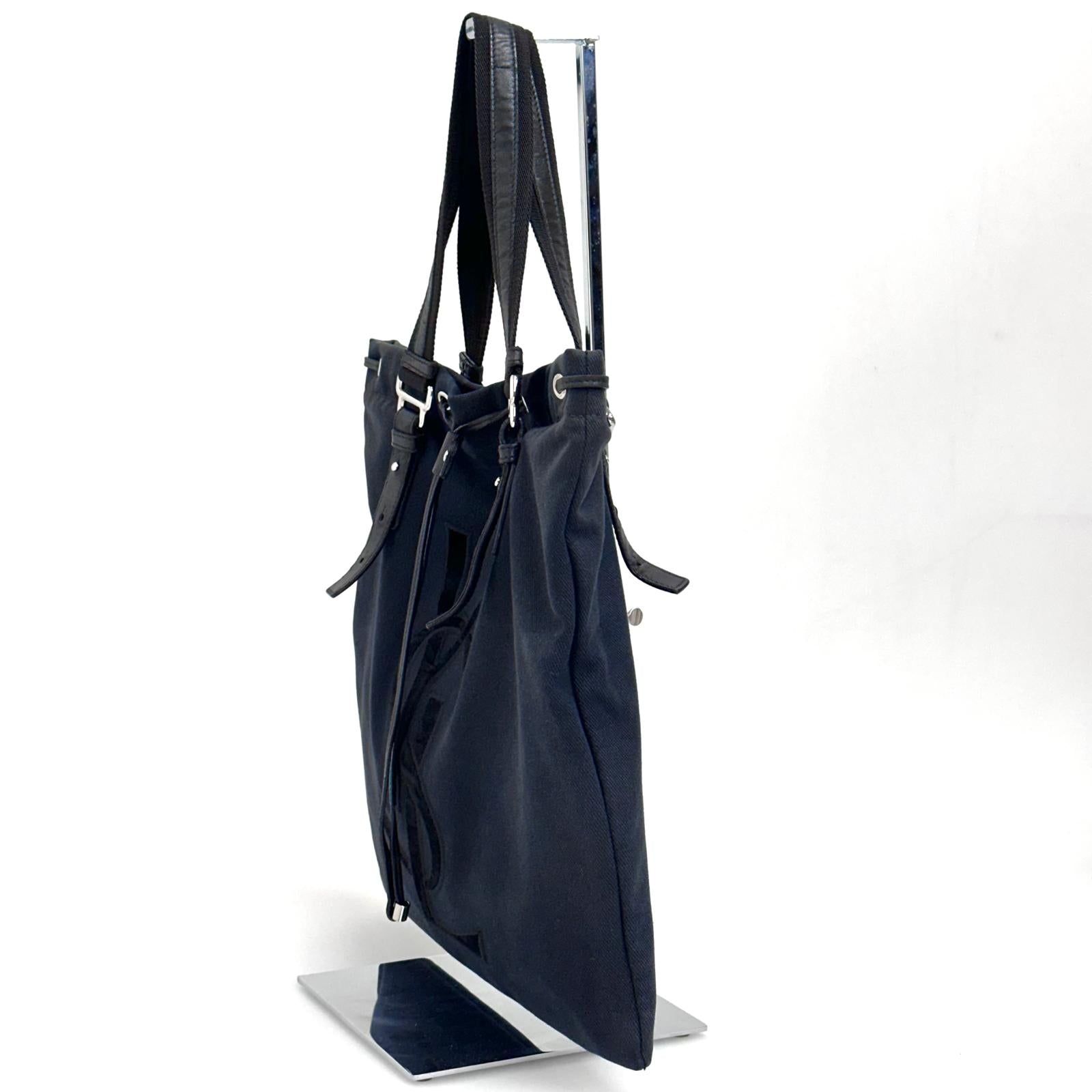 Yves Saint Laurent borsa a spalla maxi monogram canvas nero